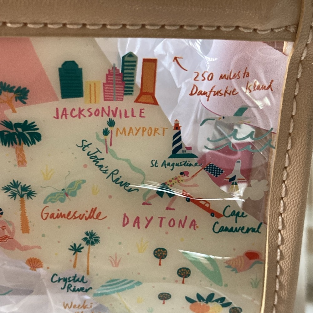 🎈SOLD SPARTINA 449 FLORIDA CLEAR BEACH Wristlet Greetings From Maps Collection - Picture 7 of 16